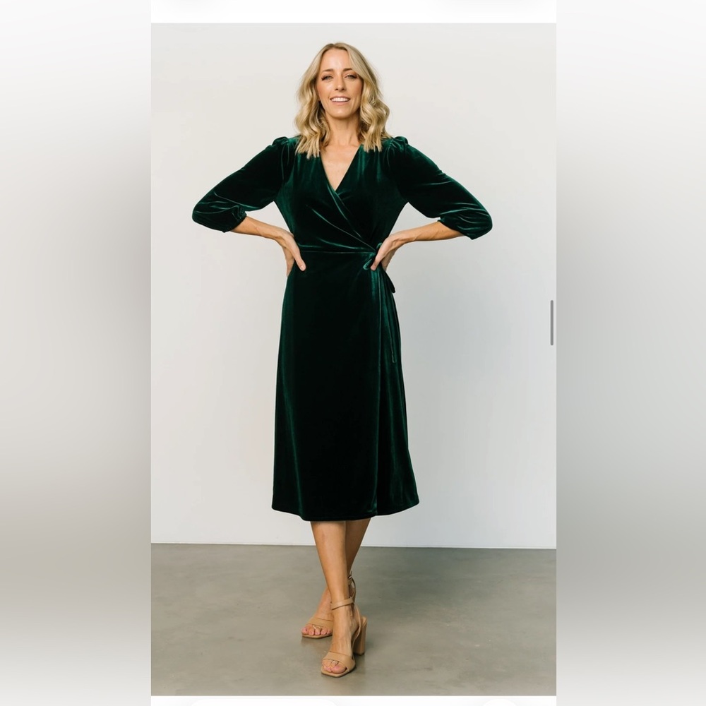 Baltic Born Beckinsale Wrap Deep Green Velvet Dress